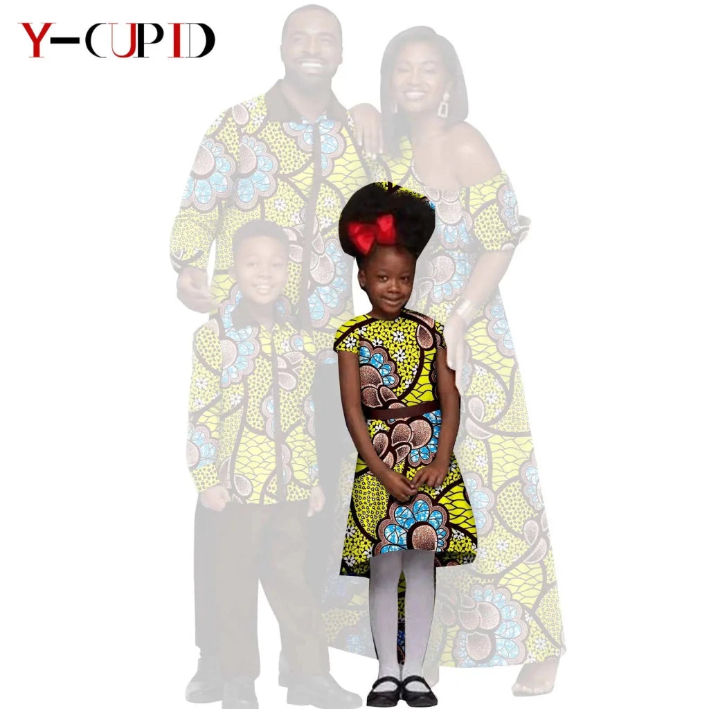 African Dashiki Family Set – Matching Dresses for Women & Girls with Men & Boys Top and Pants - Free Delivery Worldwide only at Flexi Africa