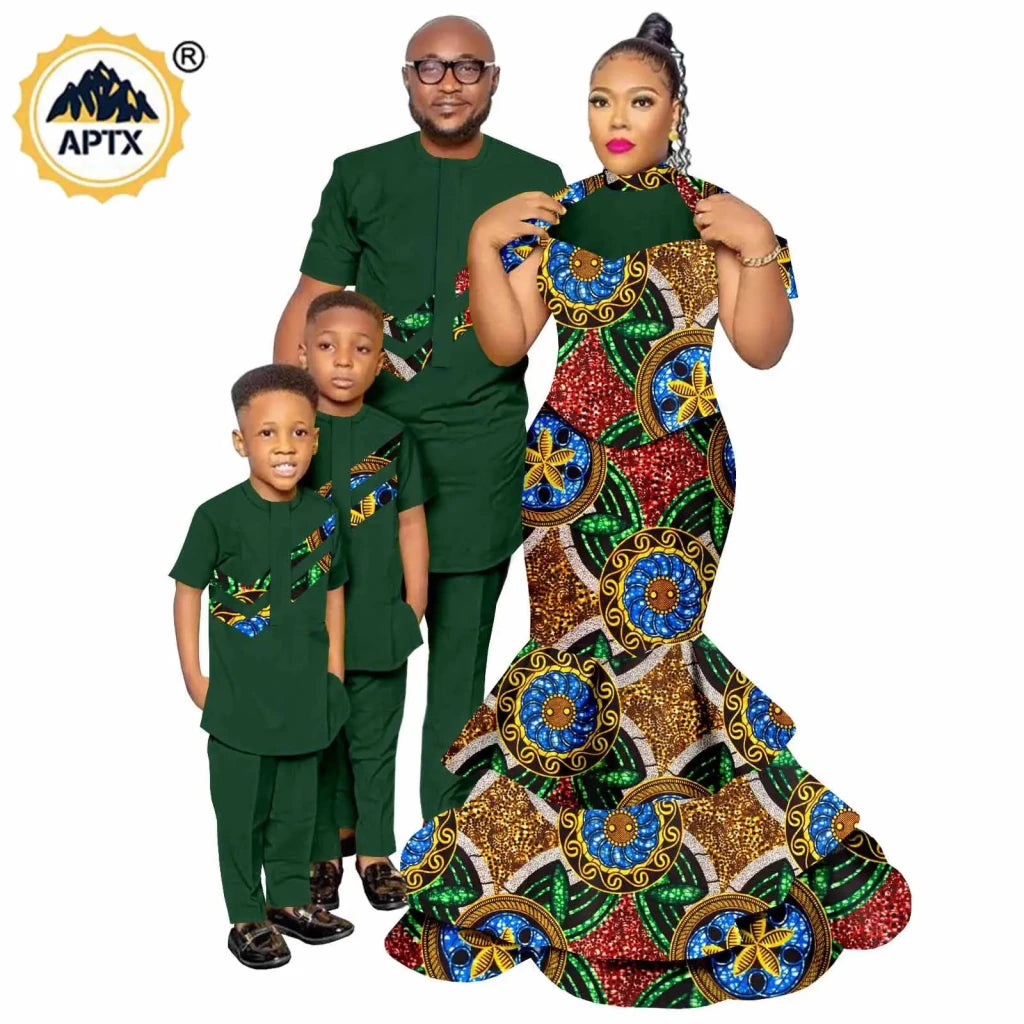 African Dashiki Family Set – Matching Dresses for Women & Girls with Men & Boys Top and Pants - Free Delivery Worldwide only at Flexi Africa
