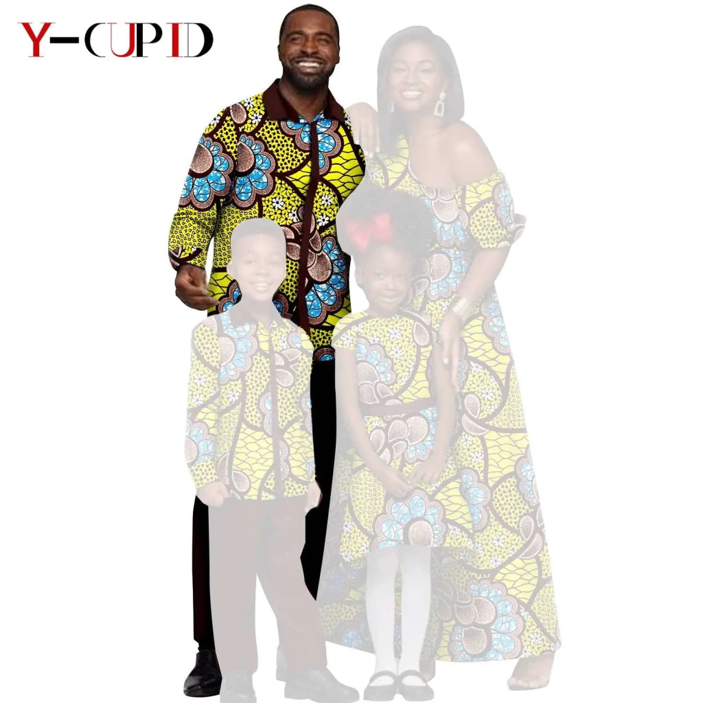 African Dashiki Family Set – Matching Dresses for Women & Girls with Men & Boys Top and Pants - Free Delivery Worldwide only at Flexi Africa