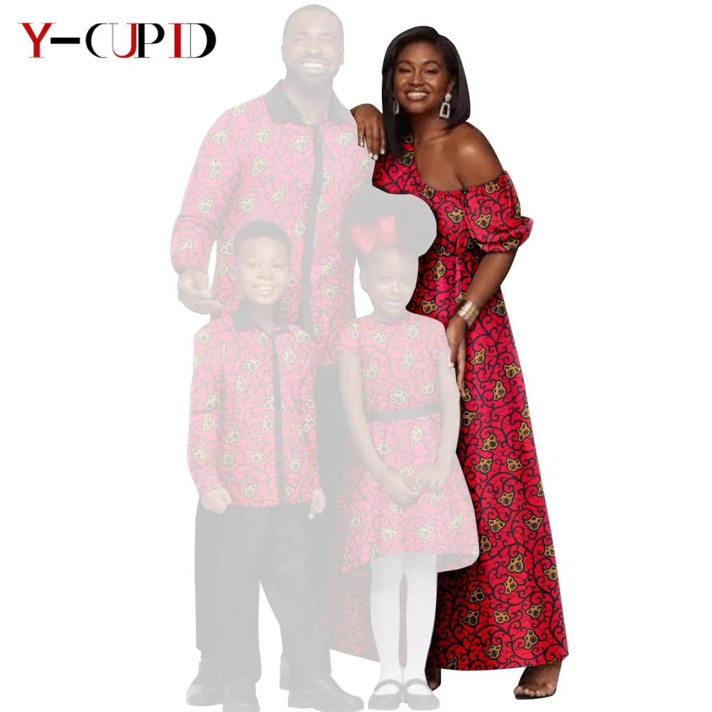 African Dashiki Family Set – Matching Dresses for Women & Girls with Men & Boys Top and Pants - Free Delivery Worldwide only at Flexi Africa