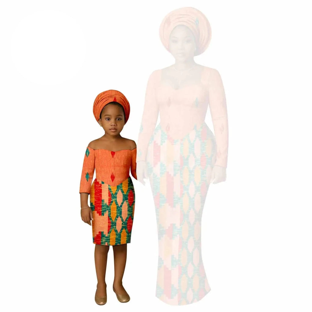 African Dashiki Long Dresses – Ankara Mom and Daughter Matching Family Wear - Free Delivery Worldwide only at Flexi Africa