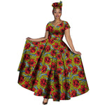 African Dashiki Women’s Maxi Dress – Ankara Print V - Neck Long Dress with Head Scarf - Free Delivery Worldwide only at Flexi Africa