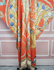African Dresses For Women Fashion Floral Summer Loose Silk Printed Kaftan Lady Ramadan Robe - Free Delivery Worldwide