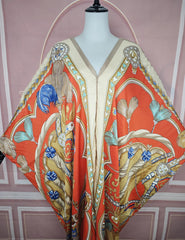 African Dresses For Women Fashion Floral Summer Loose Silk Printed Kaftan Lady Ramadan Robe - Free Delivery Worldwide