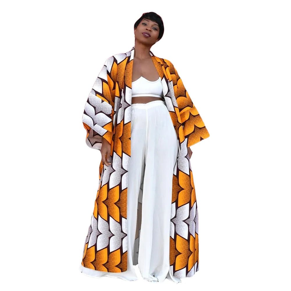 African Dresses for Women African Ethnic Print Loose Long Trench Coat Streetwear Dashiki African Clothes - Flexi Africa - Flexi Africa offers Free Delivery Worldwide - Vibrant African traditional clothing showcasing bold prints and intricate designs