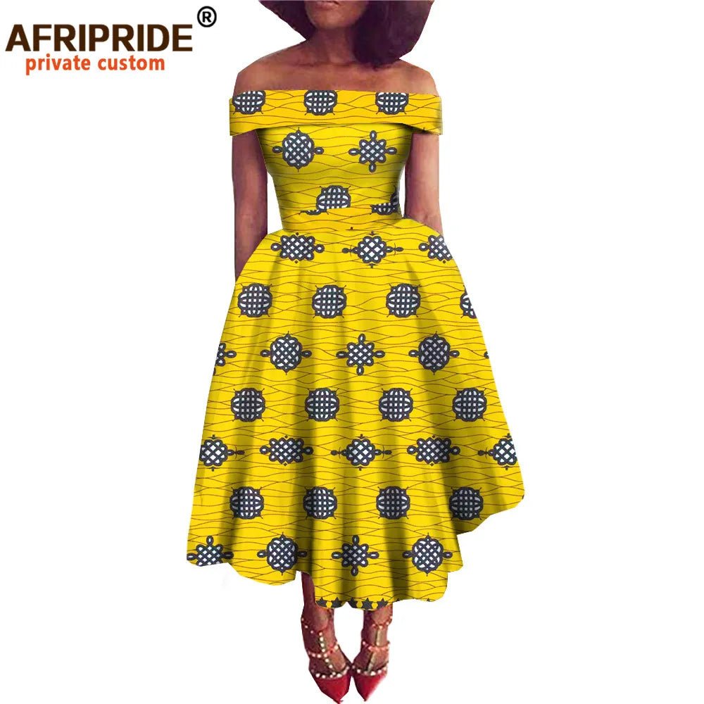 African Dresses for Women Ankara Print Off Shoulder Traditional African Clothing Strapless Dress Ankara Attire