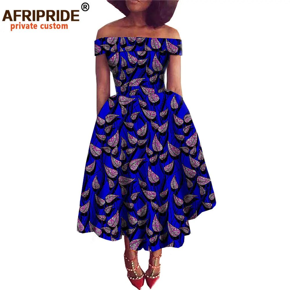 African Dresses for Women Ankara Print Off Shoulder Traditional African Clothing Strapless Dress Ankara Attire A722516 - Free Delivery Worldwide only at Flexi Africa