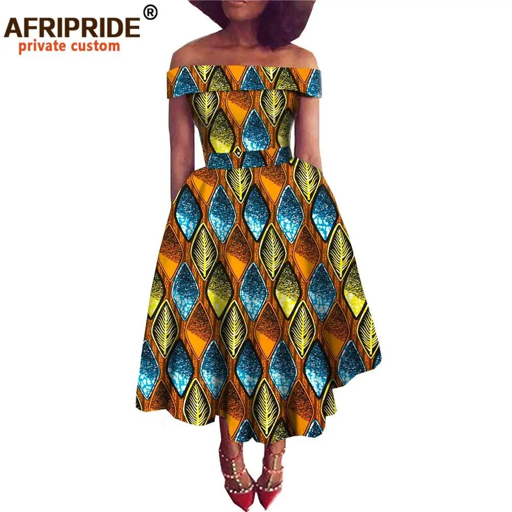 African Dresses for Women Ankara Print Off Shoulder Traditional African Clothing Strapless Dress Ankara Attire