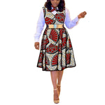 African Dresses for Women Match Print Bow Tie V - Neck Sleeve African Clothes Ankara Print Outfits Plus Size Bazin Riche S2025041 - Free Delivery Worldwide only at Flexi Africa