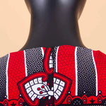 African Dresses for Women Match Print Bow Tie V - Neck Sleeve African Clothes Ankara Print Outfits Plus Size Bazin Riche S2025041 - Free Delivery Worldwide only at Flexi Africa