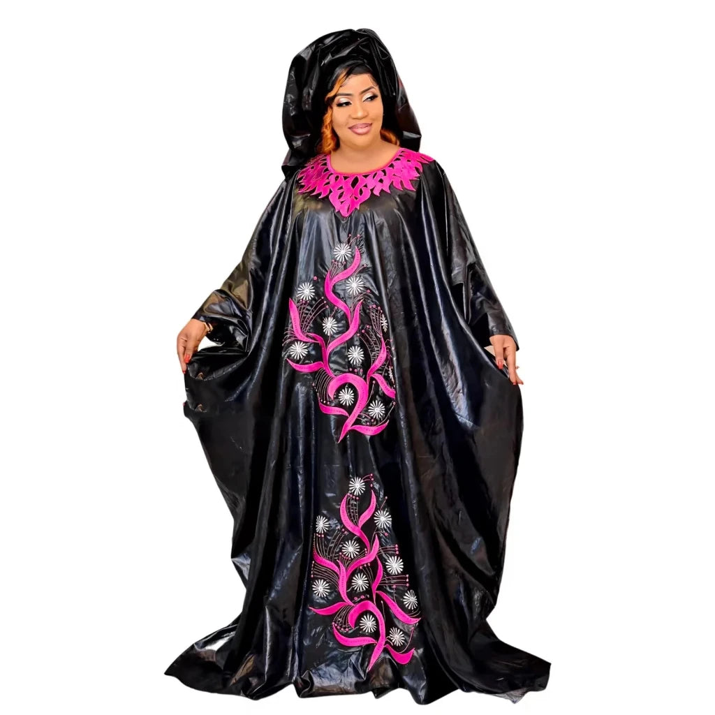 African Maxi Dress for Women – Plus Size Elegant Long Dress with Matching Scarf Free Delivery Worldwide only at Flexi Africa