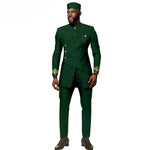 African Ethnic New Men's Casual Suit - Refined and Fitted Style - Party Dress - Fashionable Men's Clothing (Top + Pants + Hat) - Free Delivery Worldwide only at Flexi Africa
