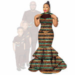 African Family Matching Outfits – Dashiki Women’s Long Mermaid Dress with Men & Boys Shirt and Pant Sets, - Free Delivery Worldwide only at Flexi Africa