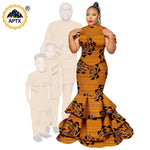 African Family Matching Outfits – Dashiki Women’s Long Mermaid Dress with Men & Boys Shirt and Pant Sets, - Free Delivery Worldwide only at Flexi Africa