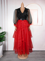 African Fashion Plus Size Long Sleeve Dress – Elegant Gauze Gown for Weddings and Daily Wear - Free Delivery Worldwide only at Flexi Africa