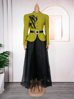 African Fashion Plus Size Long Sleeve Dress – Elegant Gauze Gown for Weddings and Daily Wear - Free Delivery Worldwide only at Flexi Africa