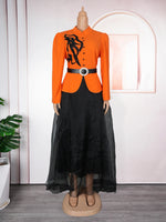 African Fashion Plus Size Long Sleeve Dress – Elegant Gauze Gown for Weddings and Daily Wear - Free Delivery Worldwide only at Flexi Africa