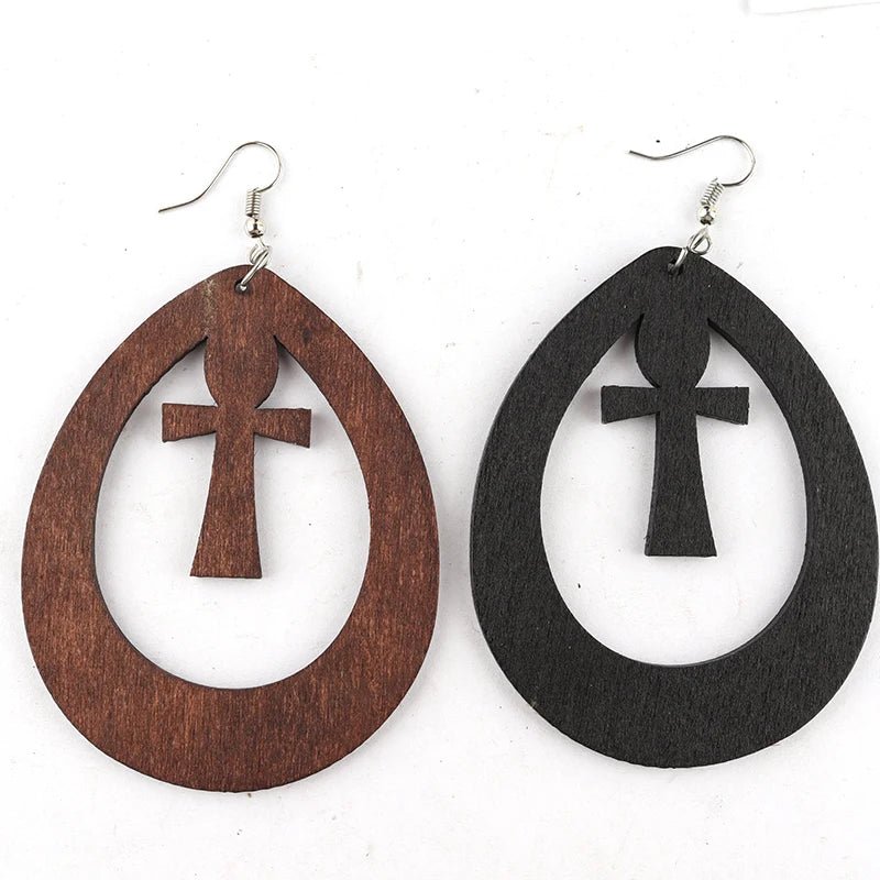 African Laser Cut Wooden Drop Earrings – Mix & Match Shapes Available - Free Delivery Worldwide only at Flexi Africa