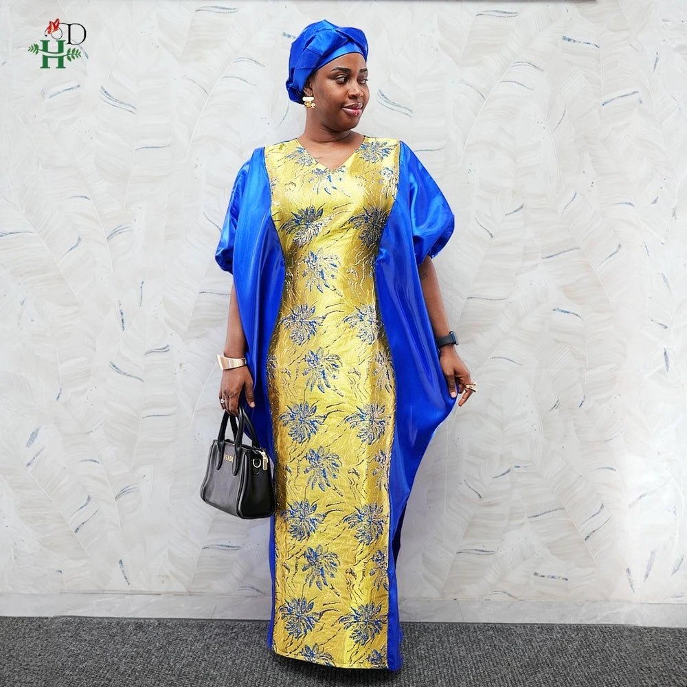 African Luxury Gown – Rich Embroidery Boubou Robe for Special Occasions - Free Delivery Worldwide only at Flexi Africa