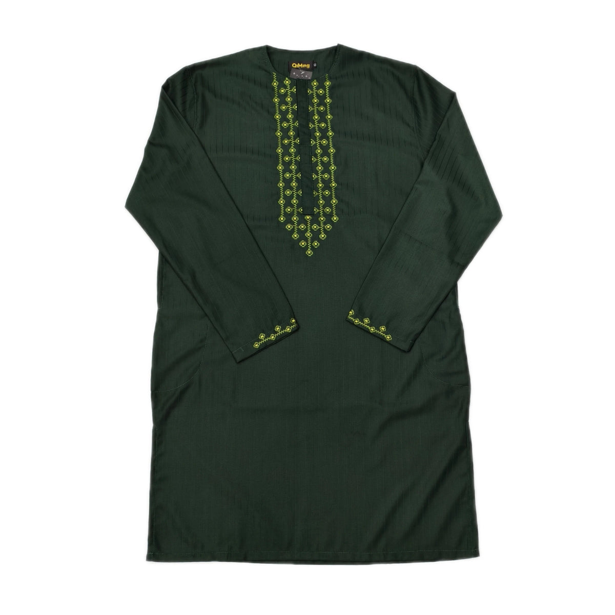 African Muslim Islamic Men's Modern Fashion Prayer Eid Robe Long Sleeve Round Neck Embroidered Arabian Jubba Thobe Clothing - Free Delivery Worldwide only at Flexi Africa