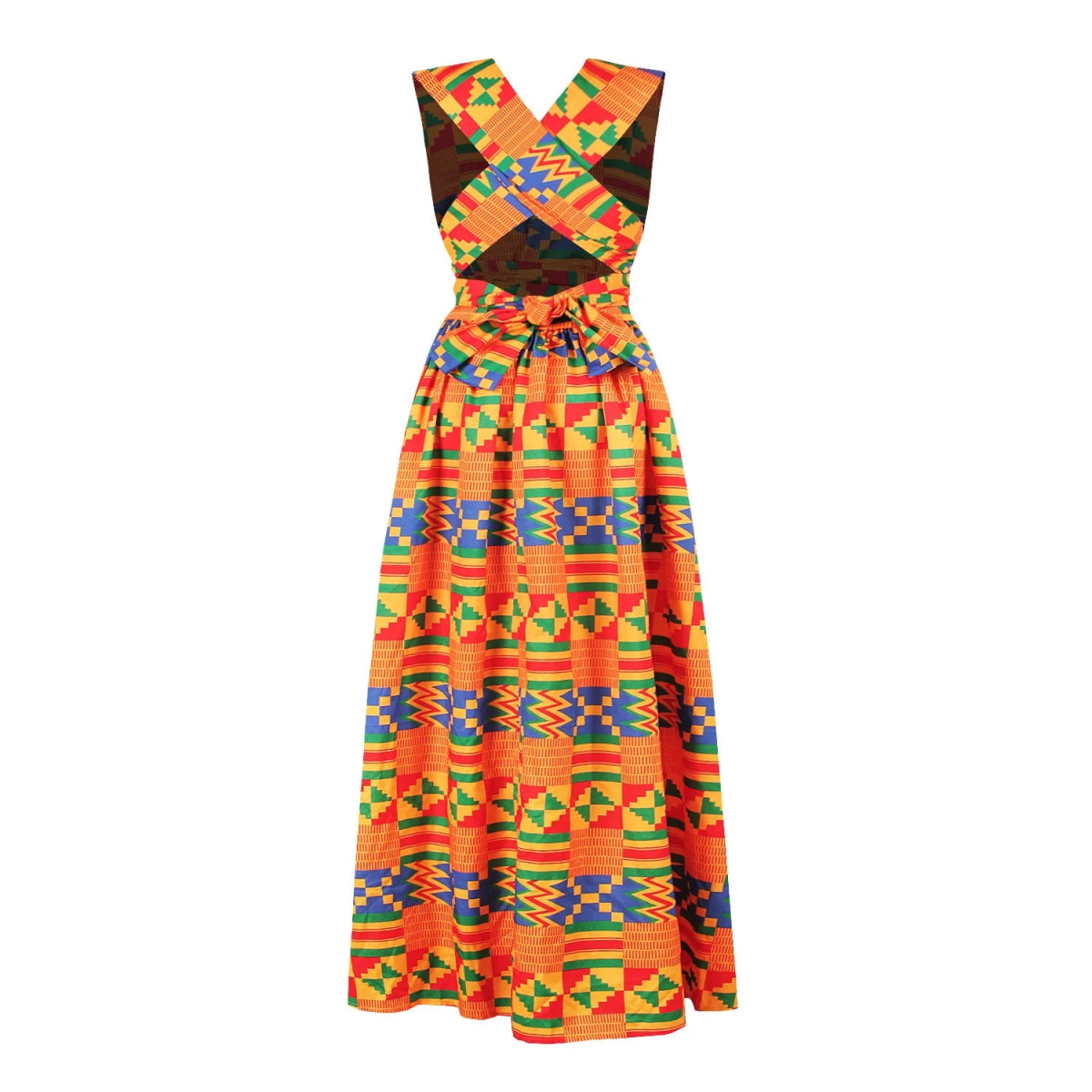 African National Sexy Sleeveless Women Dress Fashion Off Back Print Lady Party Dresses Vintage Casual Long Dress Africa Clothing - Free Delivery Worldwide only at Flexi Africa