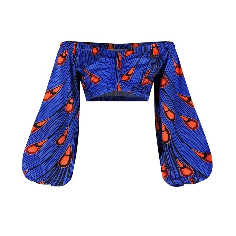 African National Style Women’s Set – Off - Shoulder Long Sleeve Top & Split Maxi Skirt - Free Delivery Worldwide only at Flexi Africa