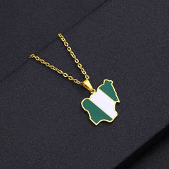 African Pride: Nigeria Map Flag Pendant Necklace - Free Delivery Worldwide only at Flexi Africa