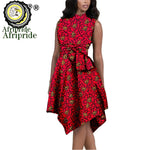 African Print Dresses for Women – Sleeveless Dashiki Ankara Knee Dress with Belt - Free Delivery Worldwide only at Flexi Africa