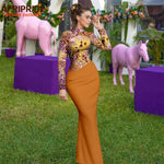 African Print Maxi Dress for Women – Ankara Full Sleeve High Neck Elegant Party Outfit - Free Delivery Worldwide only at Flexi Africa