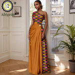 African Sleeveless Off - Shoulder Maxi Dresses for Women | High - Waist Ankara Party Wear - Free Delivery Worldwide only at Flexi Africa
