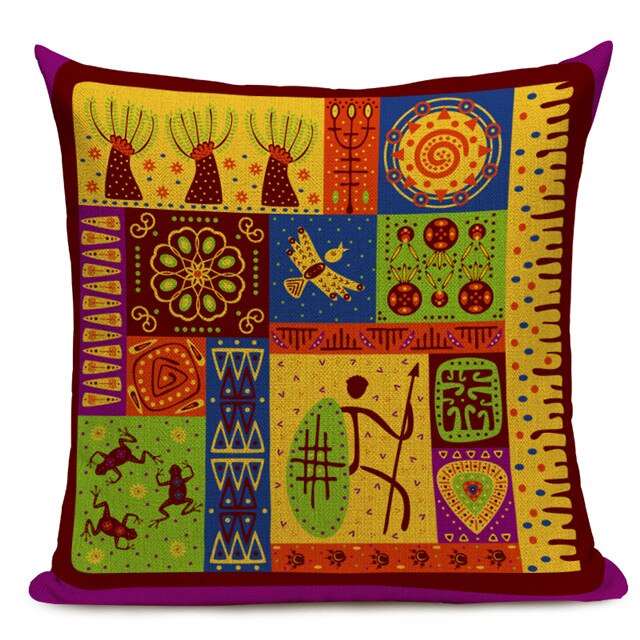 African Style Cushion Cover Tribal Geometric Pattern Decorative Linen Pillow Case Cover for Sofa Home Decor - Flexi Africa