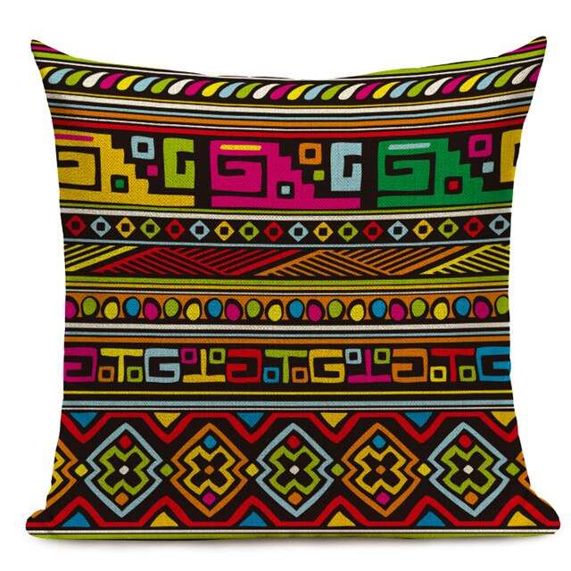 African Style Cushion Cover Tribal Geometric Pattern Decorative Linen Pillow Case Cover for Sofa Home Decor - Flexi Africa