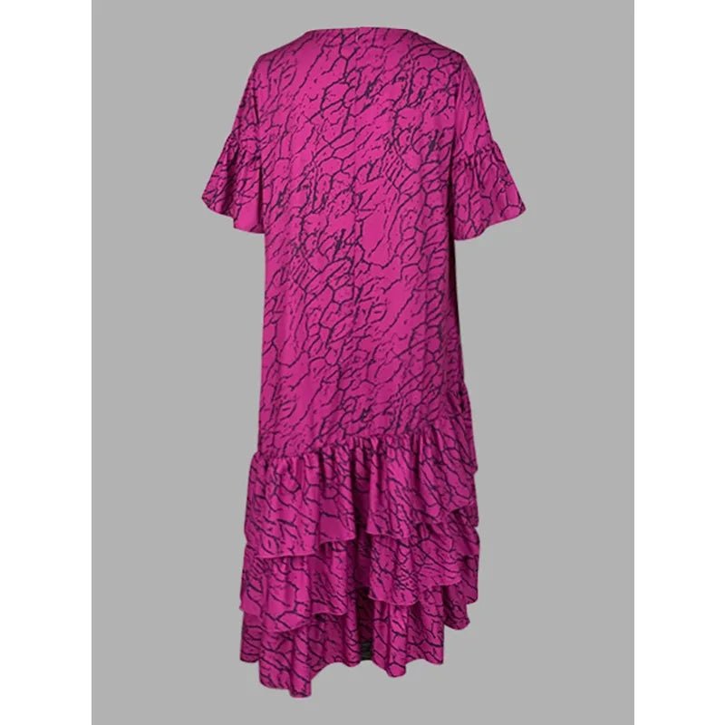 African Style Printed Midi Dress for Women – Trendy Loose Fit with Flare Sleeves - Free Delivery Worldwide only at Flexi Africa