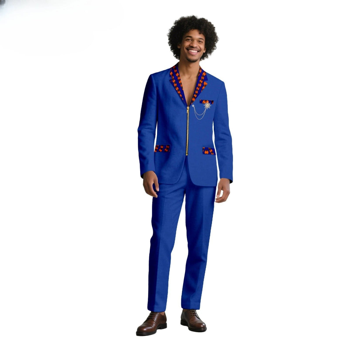 African Suits for Men Traditional Wedding Designed Slim Fit Jacket Pants Set with Breastbin High Quality Suit Mens Clothes - Free Delivery Worldwide only at Flexi Africa