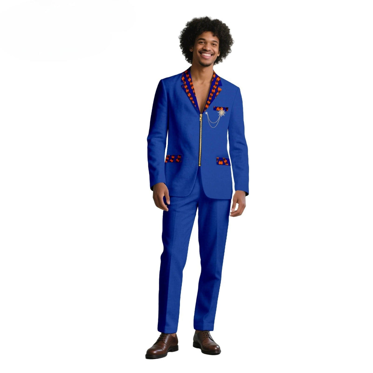 African Suits for Men Traditional Wedding Designed Slim Fit Jacket Pants Set with Breastbin High Quality Suit Mens Clothes - Free Delivery Worldwide only at Flexi Africa