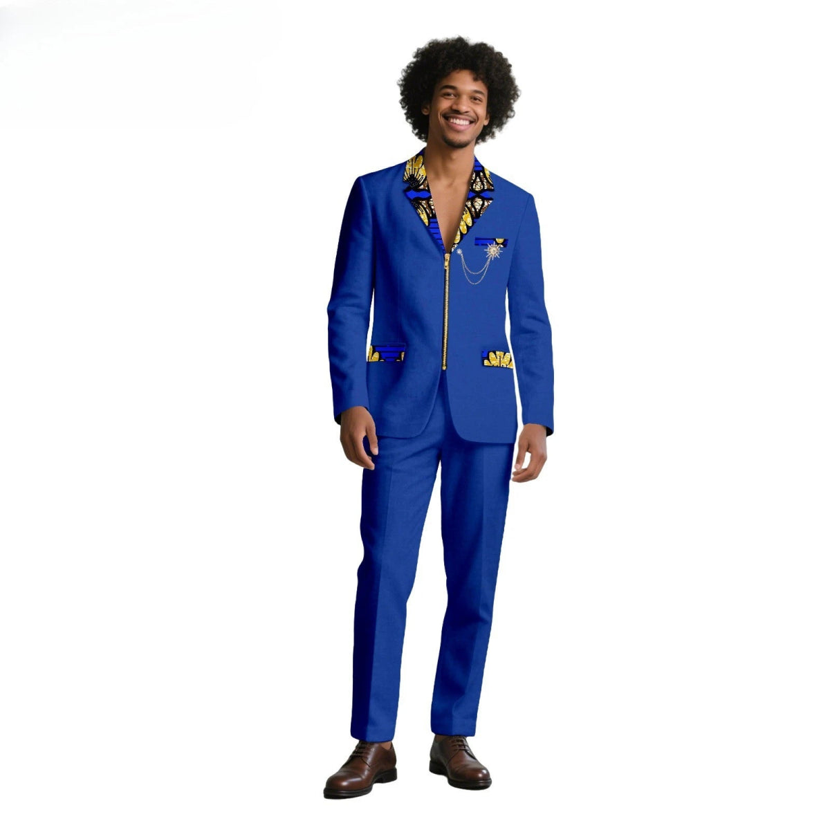 African Suits for Men Traditional Wedding Designed Slim Fit Jacket Pants Set with Breastbin High Quality Suit Mens Clothes - Free Delivery Worldwide only at Flexi Africa