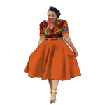 African Traditional Bazin Riche Dress for Women – Cotton Print Knee - Length Summer Wear - Free Delivery Worldwide only at Flexi Africa
