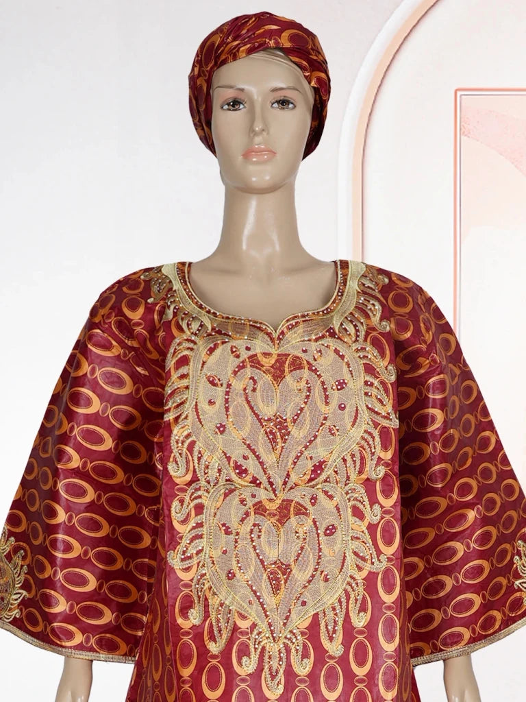 African Traditional Dress for Women – Kanga Dashiki Bazin Robe, Elegant Evening & Party Wear - Free Delivery Worldwide only at Flexi Africa