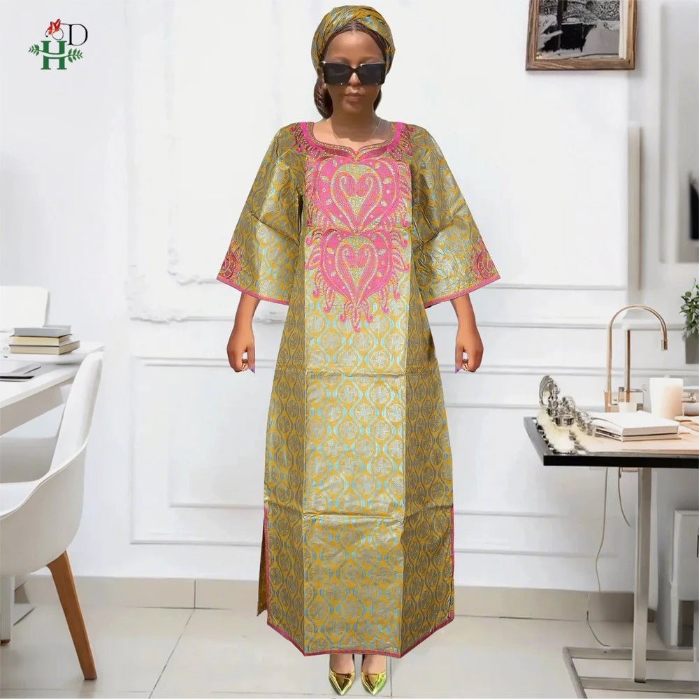 African Traditional Dress for Women – Kanga Dashiki Bazin Robe, Elegant Evening & Party Wear - Free Delivery Worldwide only at Flexi Africa