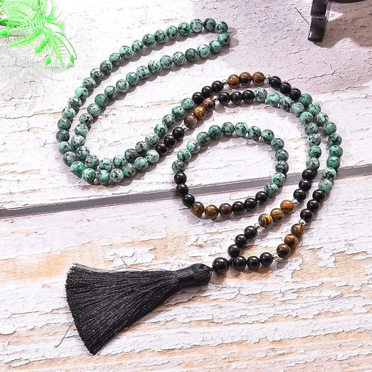 African Turquoise, Black Onyx, and Tiger Eye 8mm Beads Set - Free Delivery Worldwide only at Flexi Africa