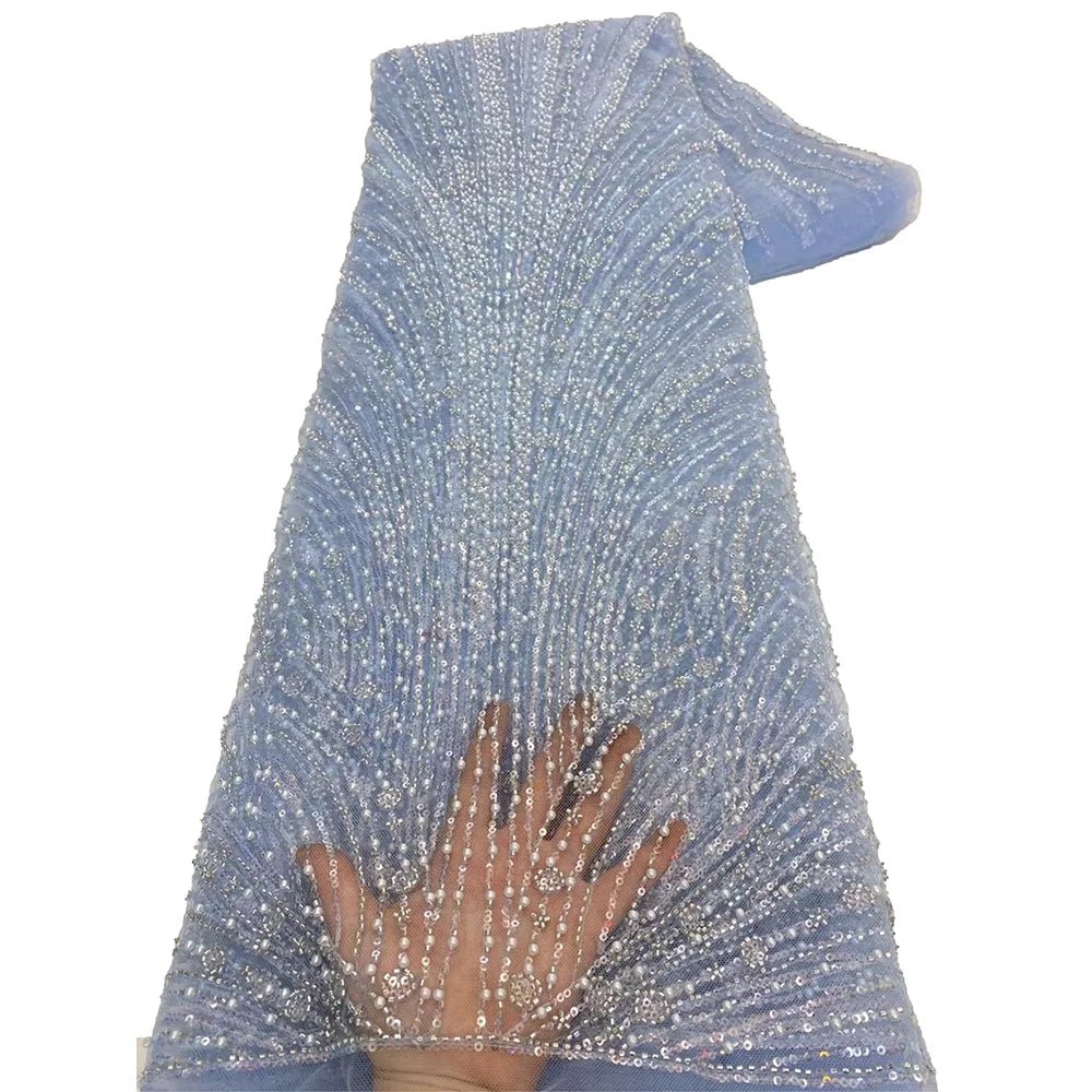 African Various Lace Fabric – Premium Handmade Beaded Embroidery for Elegant Dresses - Free Delivery only at Flexi Africa