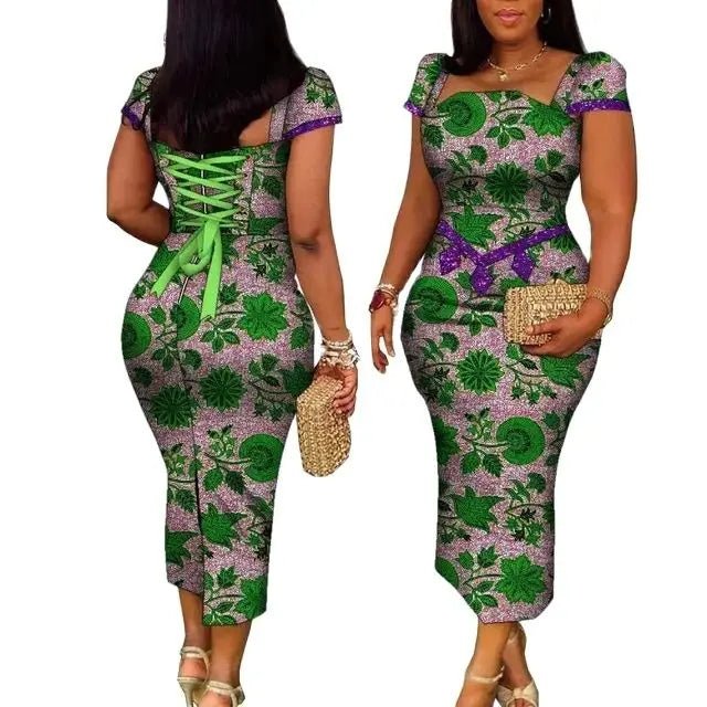 African Wax Print Summer Gown for Women – Elegant Ankara Bandage Dress - Free Delivery Worldwide only at Flexi Africa