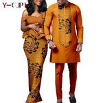 African Wedding Couple Set – Women’s Dashiki Print Dress & Men’s Kaftan Top and Pant Outfit - Free Delivery Worldwide only at Flexi Africa
