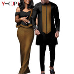 African Wedding Couple Set – Women’s Dashiki Print Dress & Men’s Kaftan Top and Pant Outfit - Free Delivery Worldwide only at Flexi Africa