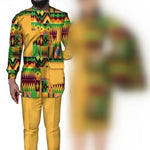 African Wedding Matching Outfit – Slim Women’s Dress and Men’s Patchwork Shirt with Pants - Free Delivery Worldwide only at Flexi Africa