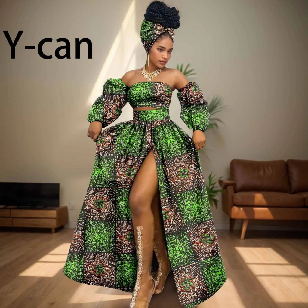 Make a bold and confident statement with this African Print 2-Piece Women’s Outfit, designed to celebrate vibrant culture