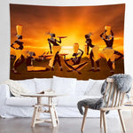 African Women Sunset Silhouette Wall Tapestry – Tribal Culture Art - Free Delivery Worldwide only at Flexi Africa