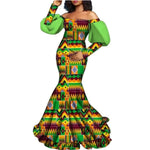 Buy African Women’s Dress – Long Sleeve Dashiki Print Off-Shoulder Wedding & Party Gown for only $62.40 at Flexi Africa!
