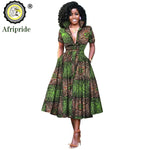 African Women’s Dress – Elegant V - Neck Short Sleeve High - Waist Formal Dress - Free Delivery Worldwide only at Flexi Africa