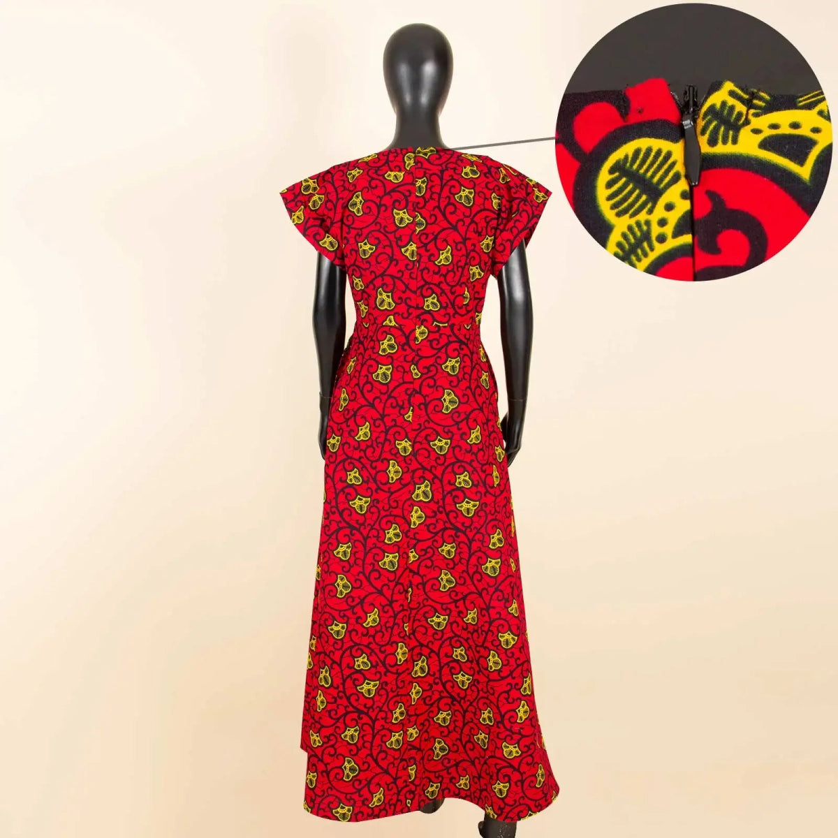 African Women's Long Trench Coat – Short Sleeve Bazin Riche Overcoat - Free Delivery Worldwide only at Flexi Africa